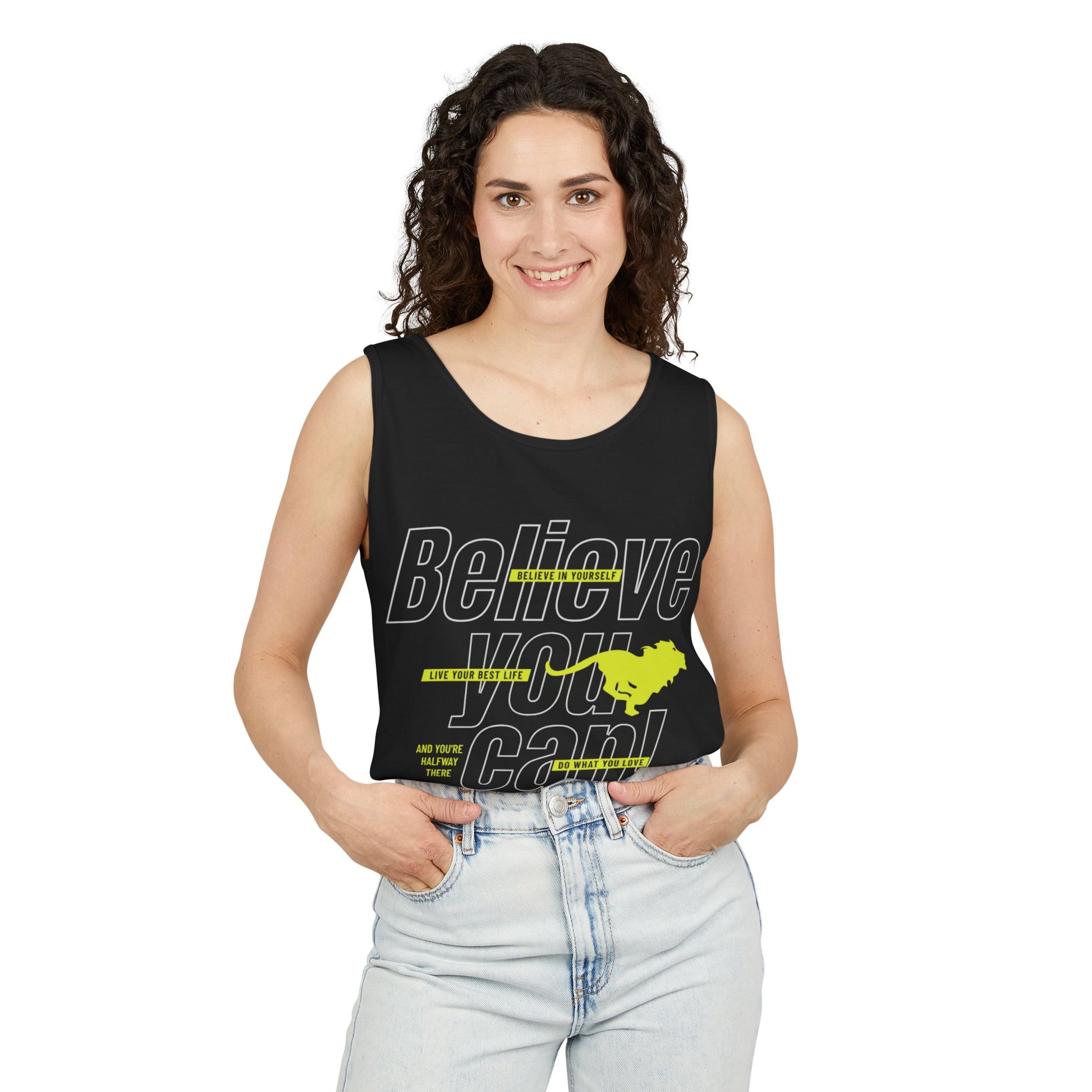 Believe In Yourself with this Unisex Garment-Dyed Tank Top