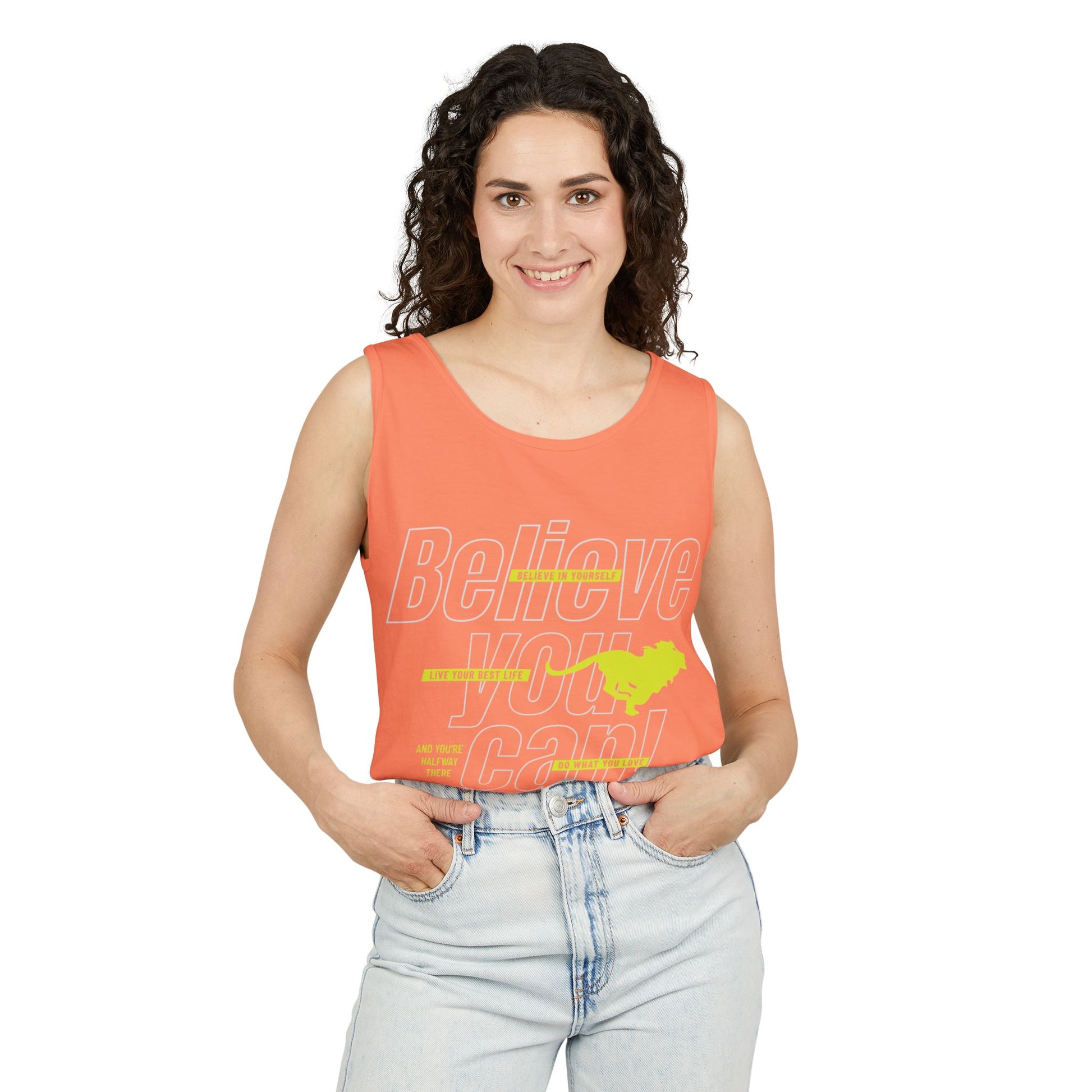 Believe In Yourself with this Unisex Garment-Dyed Tank Top