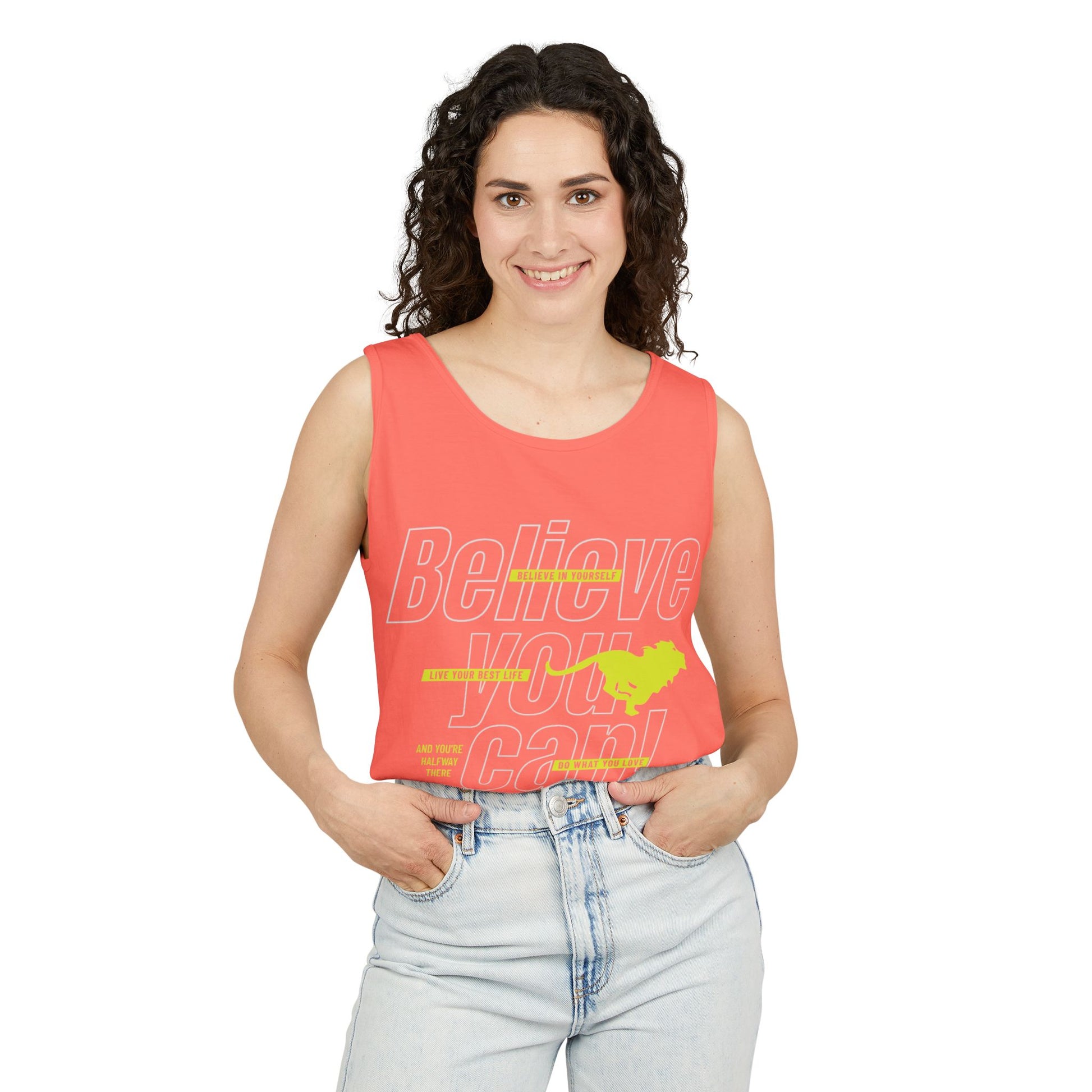 Believe In Yourself with this Unisex Garment-Dyed Tank Top