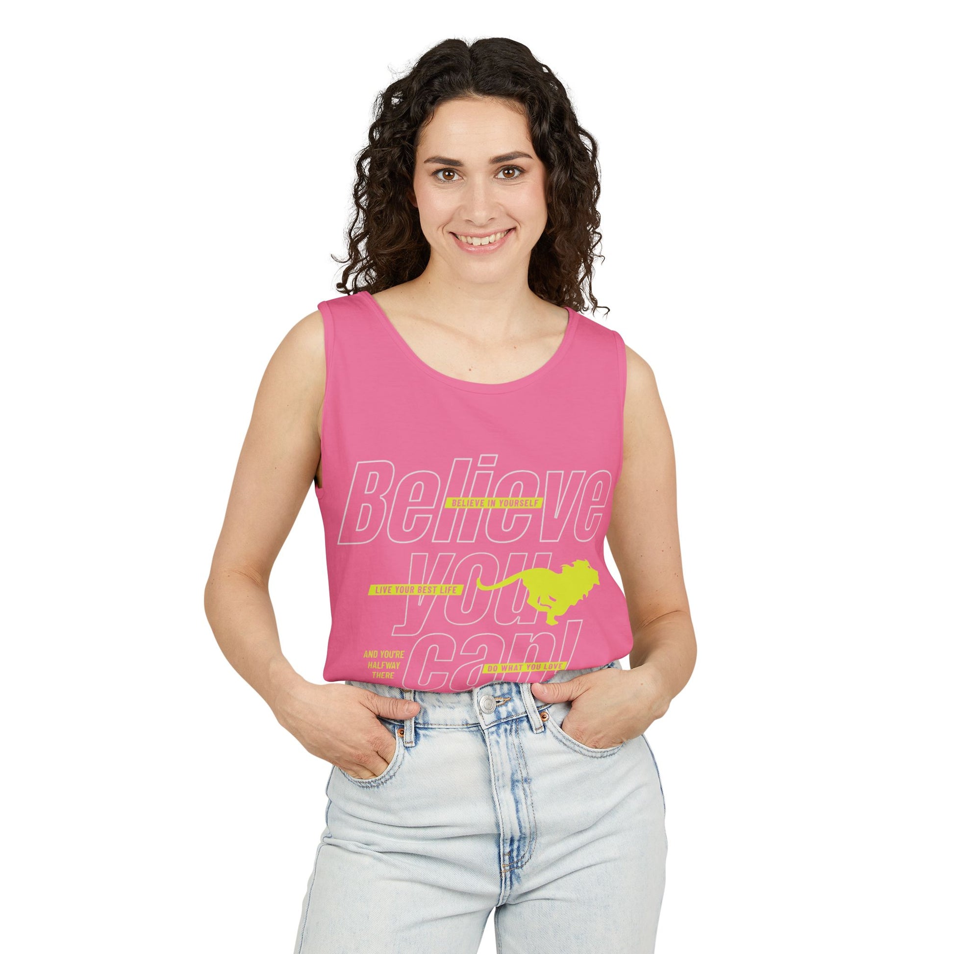Believe In Yourself with this Unisex Garment-Dyed Tank Top