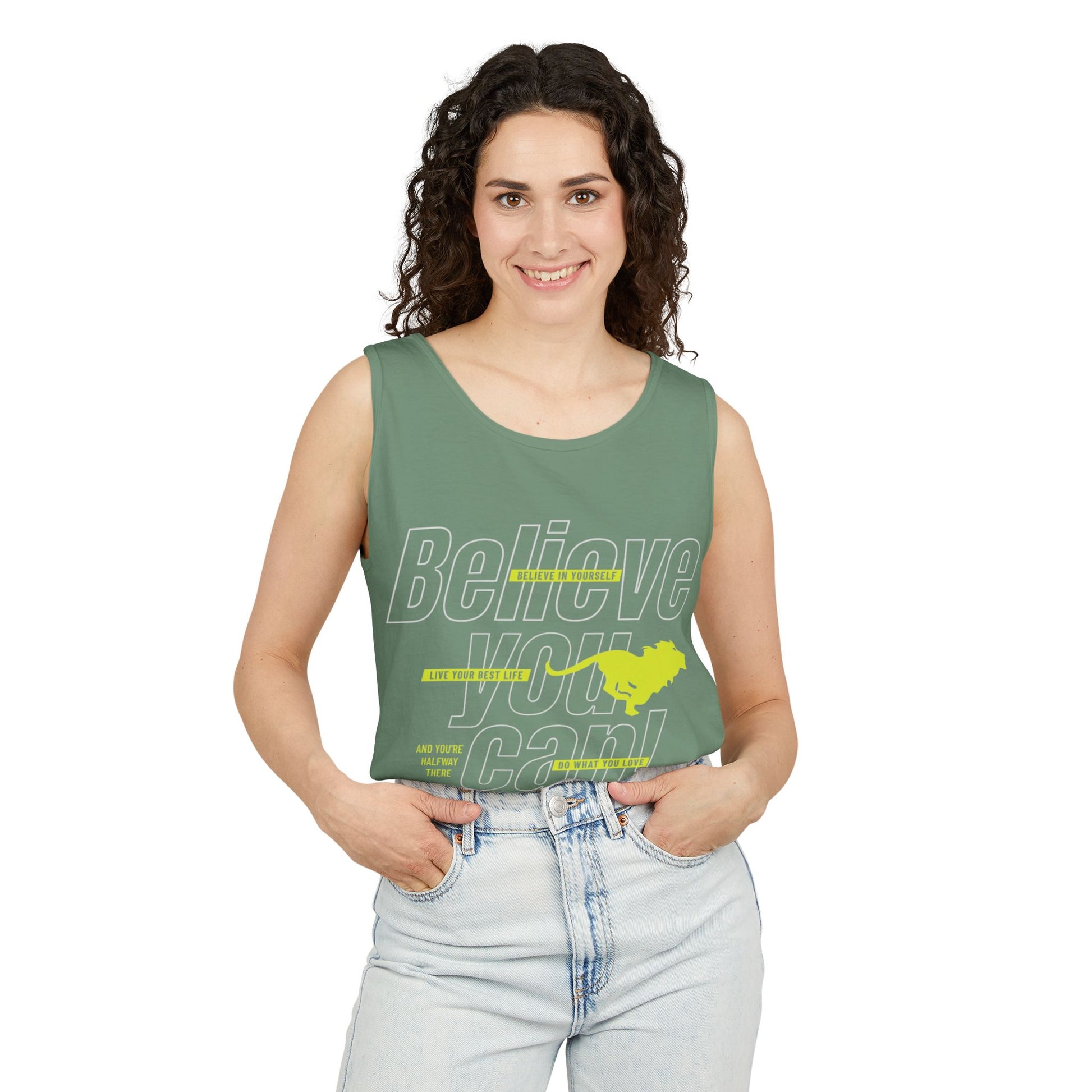Believe In Yourself with this Unisex Garment-Dyed Tank Top