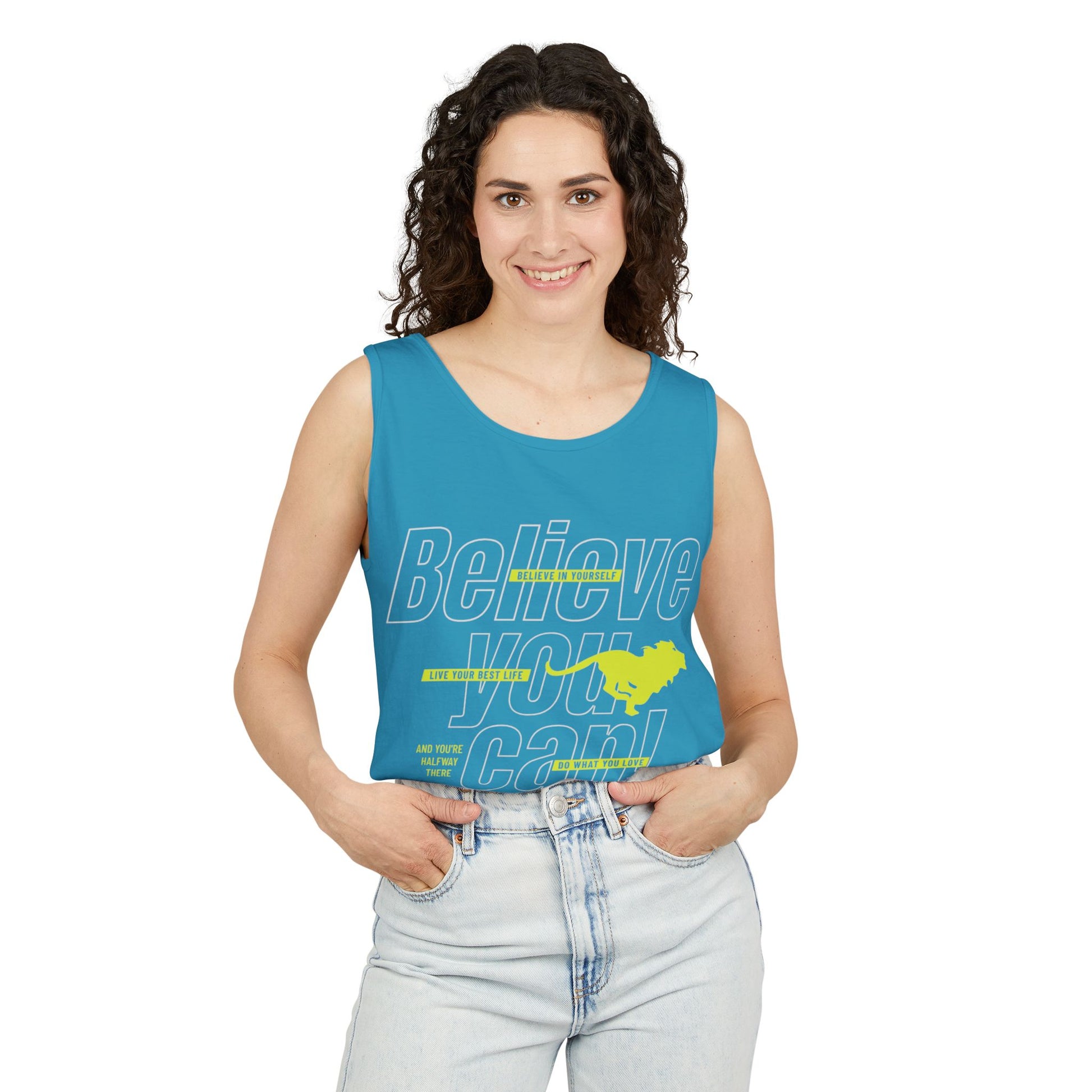 Believe In Yourself with this Unisex Garment-Dyed Tank Top